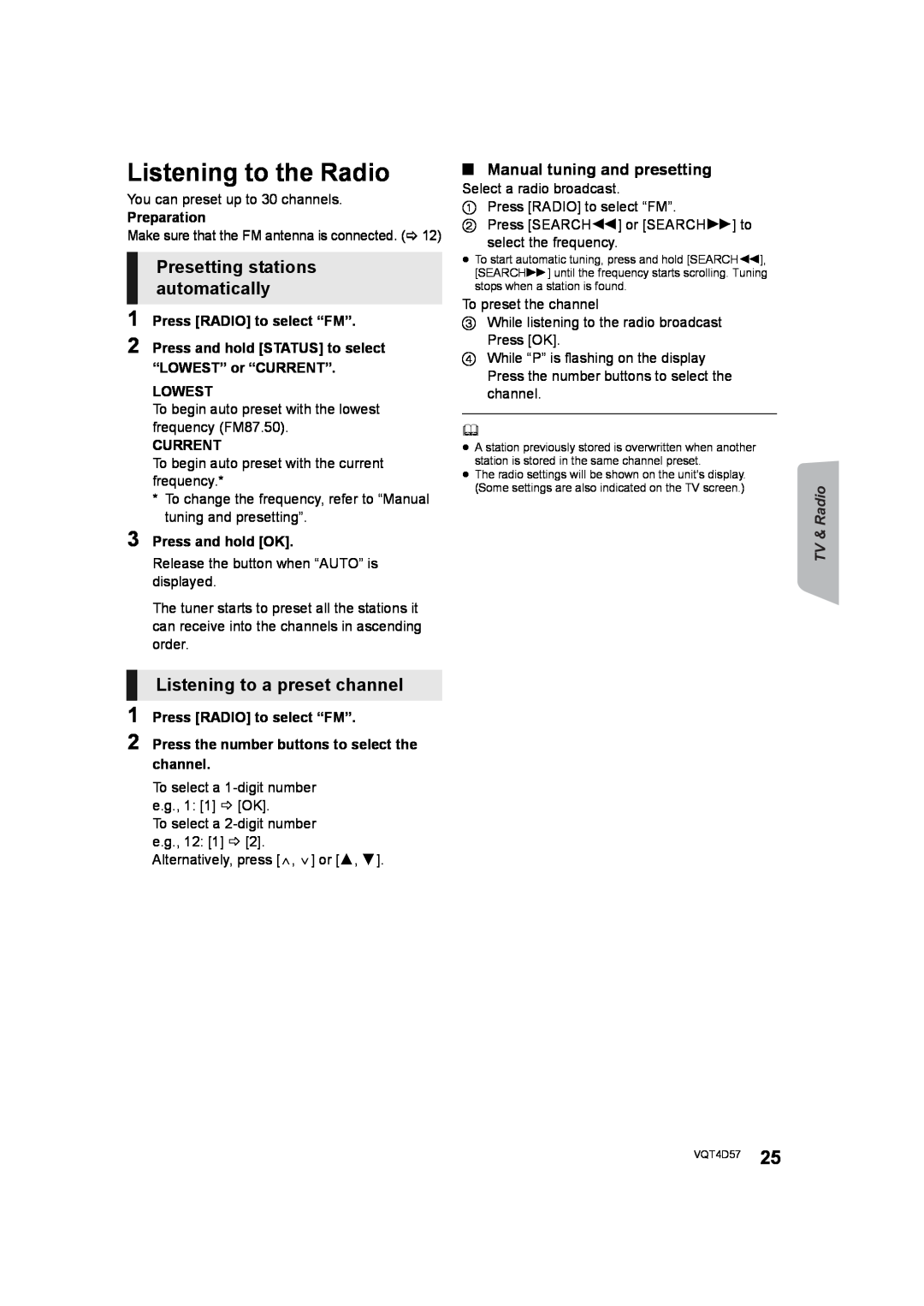 Panasonic SC-BTT190 manual ∫Manual tuning and presetting, Reference 