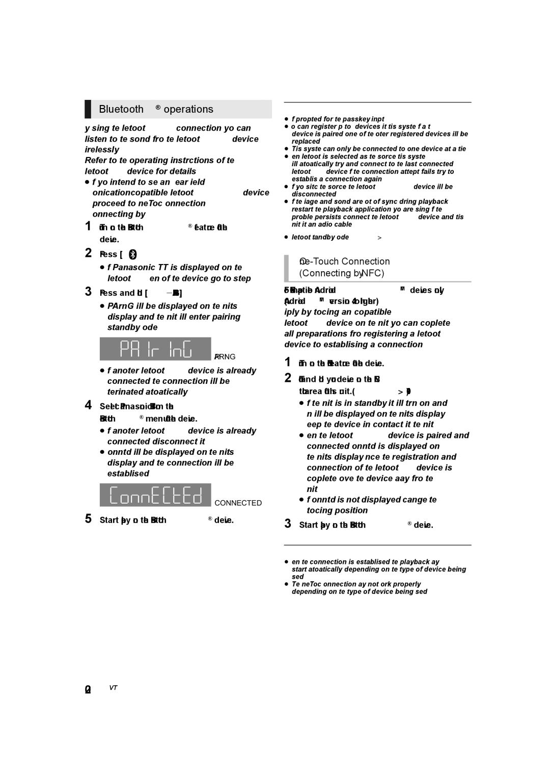 Panasonic SC-BTT105, SC-BTT405 Bluetooth operations, One-Touch Connection Connecting by NFC, Press and hold jPAIRING 