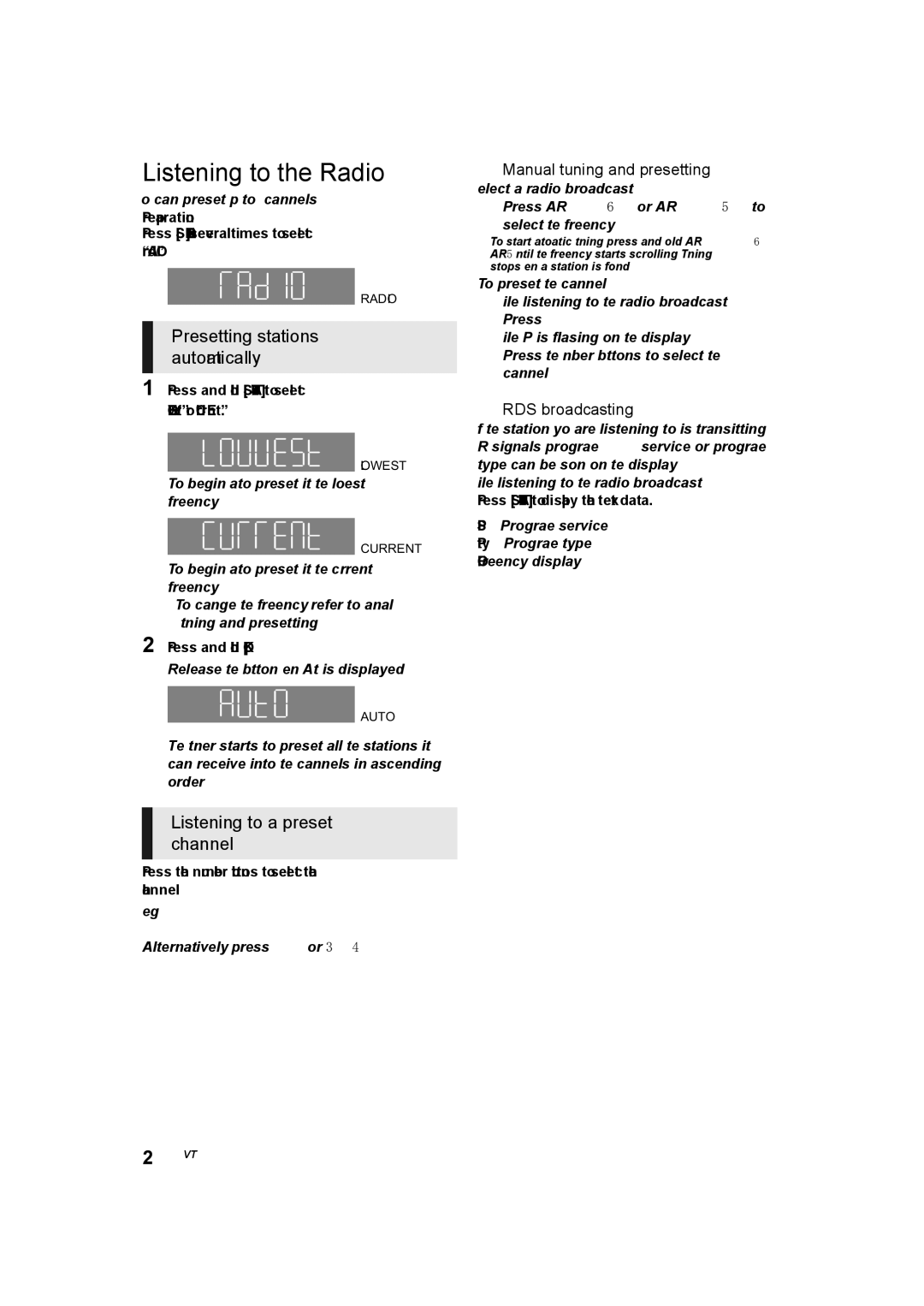 Panasonic SC-BTT465, SC-BTT405 Listening to the Radio, Presetting stations automatically, Listening to a preset channel 