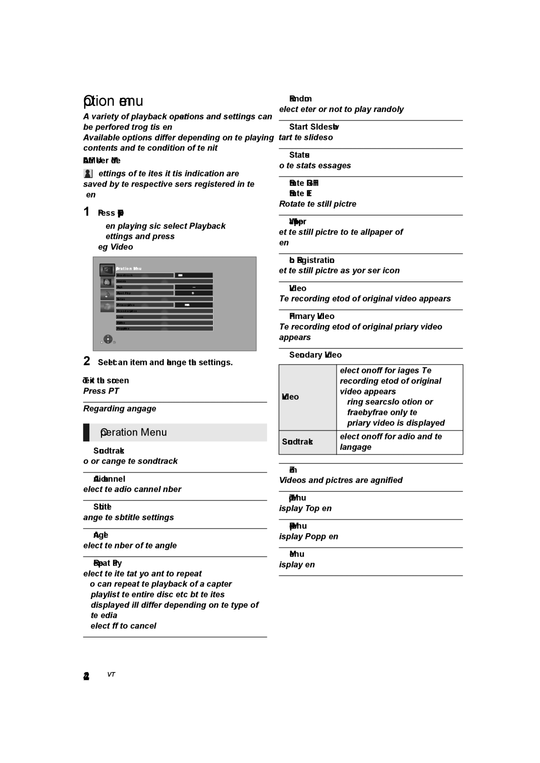 Panasonic SC-BTT405, SC-BTT465, SC-BTT105 owner manual Option menu, Operation Menu 