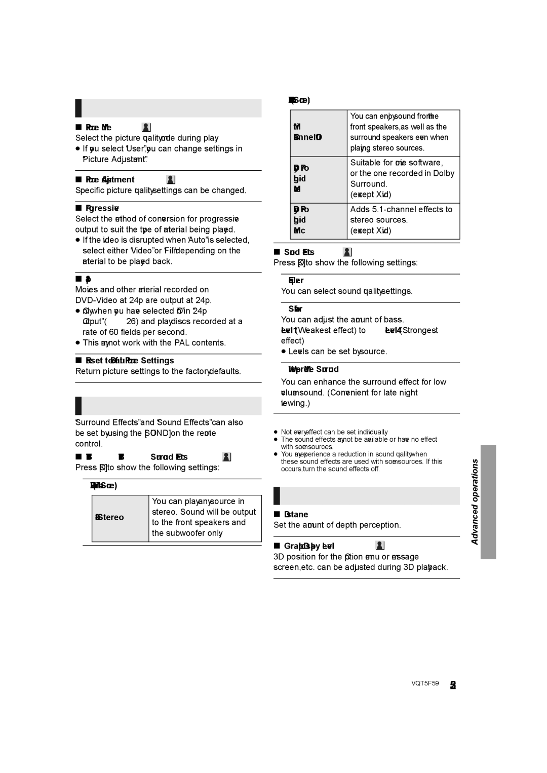 Panasonic SC-BTT465, SC-BTT405, SC-BTT105 owner manual Picture Settings, Sound Settings, 3D Settings 