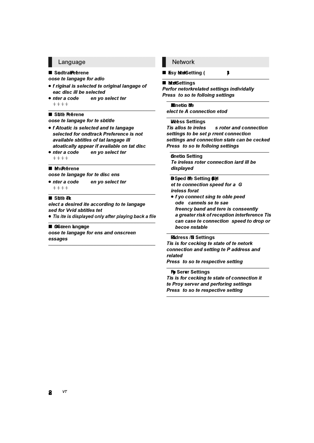 Panasonic SC-BTT465, SC-BTT405, SC-BTT105 owner manual Language, Network 