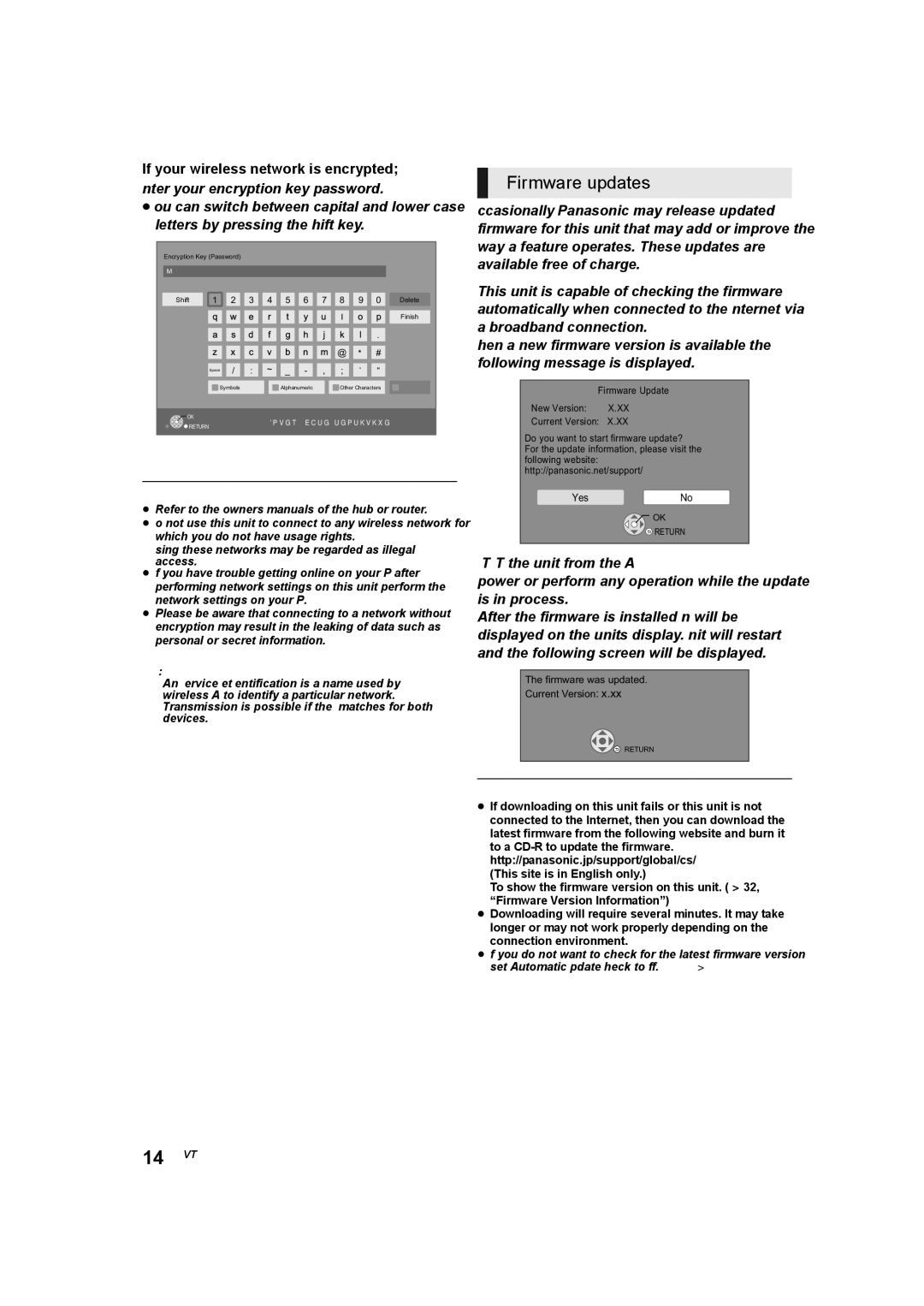 Panasonic SC-BTT466, SC-BTT405, SC-BTT465 owner manual Firmware updates, If your wireless network is encrypted 