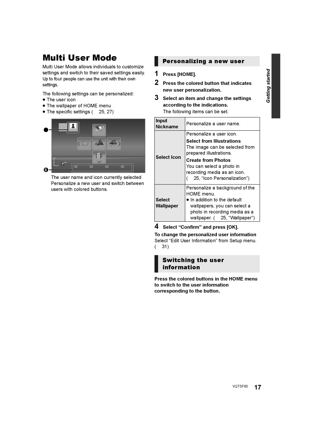 Panasonic SC-BTT466, SC-BTT405, SC-BTT465 owner manual Multi User Mode, Switching the user information 