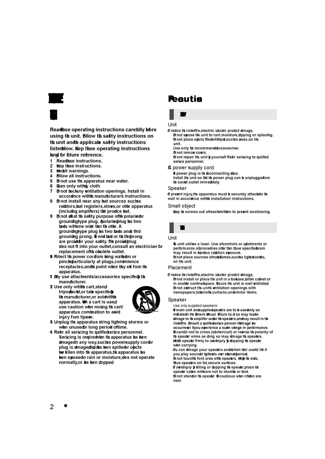 Panasonic SC-BTT466, SC-BTT405, SC-BTT465 owner manual Precautions 