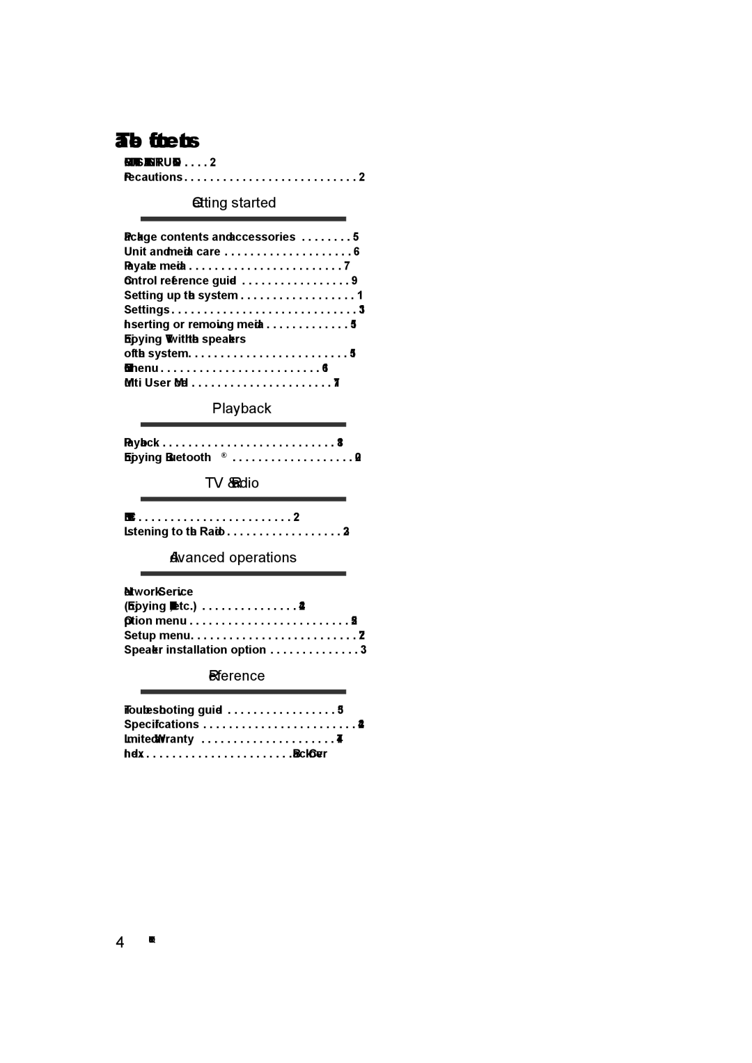 Panasonic SC-BTT465, SC-BTT405, SC-BTT466 owner manual Table of contents 