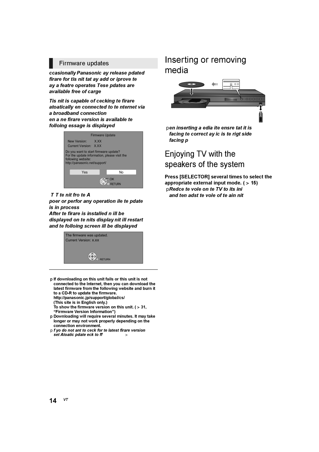 Panasonic SC-BTT785, SC-BTT405, SC-BTT465, SC-BTT433 owner manual Inserting or removing media, Firmware updates 