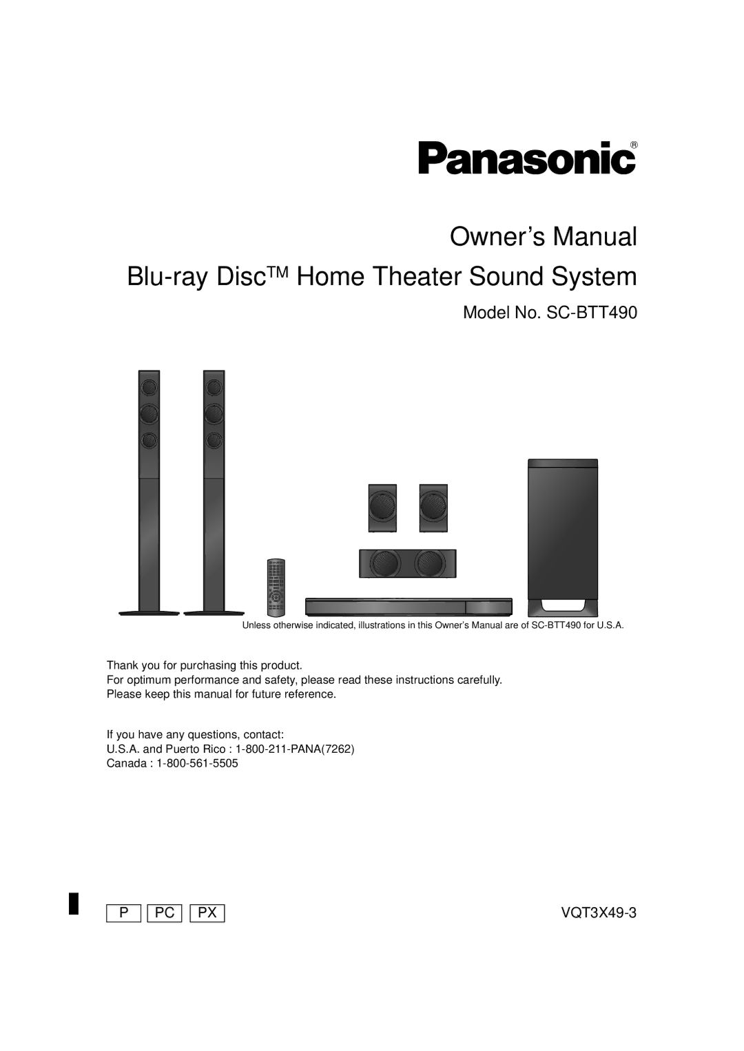 Panasonic owner manual Model No. SC-BTT490 