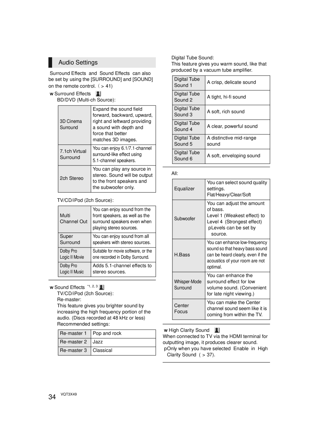 Panasonic SC-BTT490 owner manual Audio Settings 