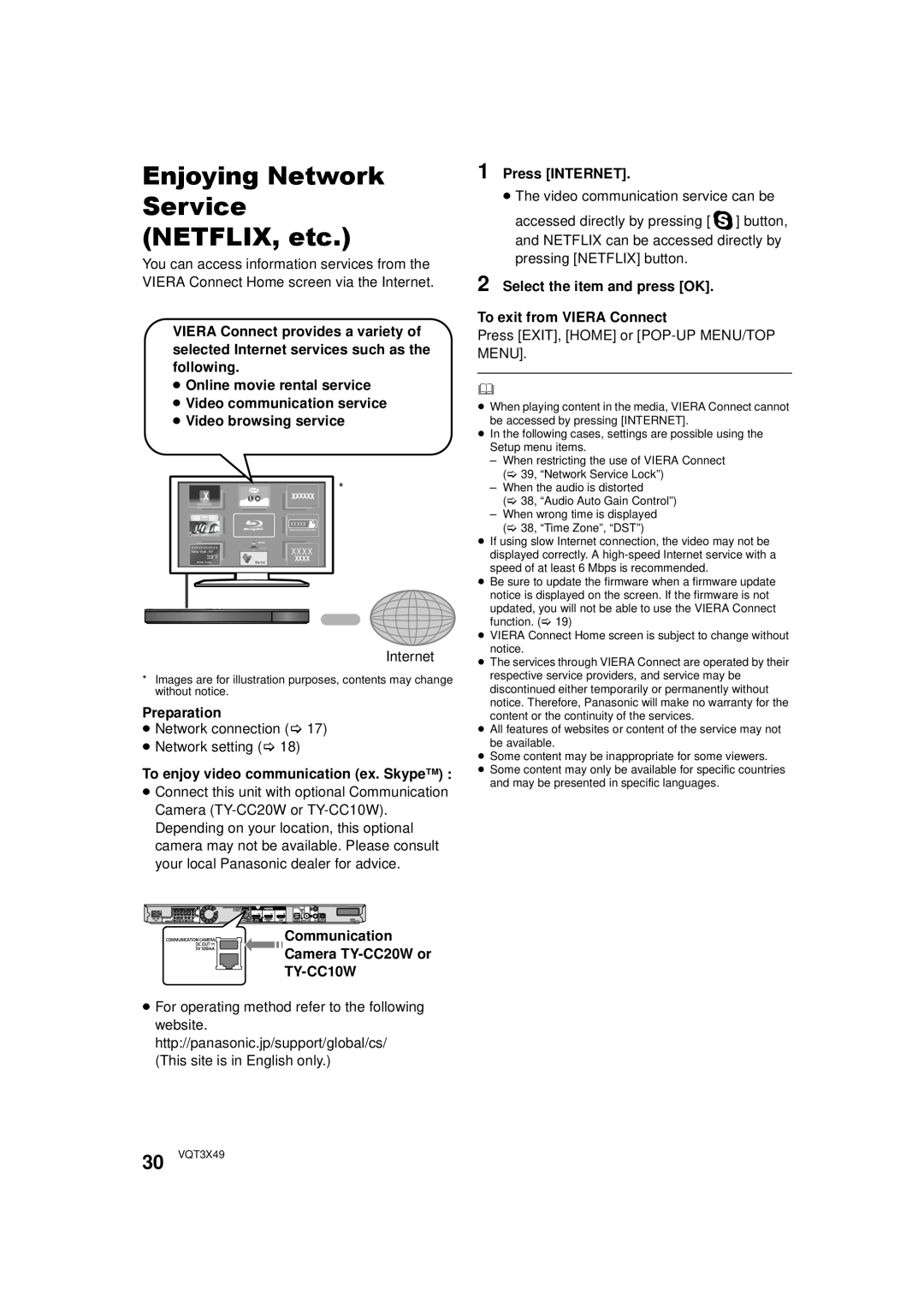 Panasonic SC-BTT490 owner manual Enjoying Network Service NETFLIX, etc 