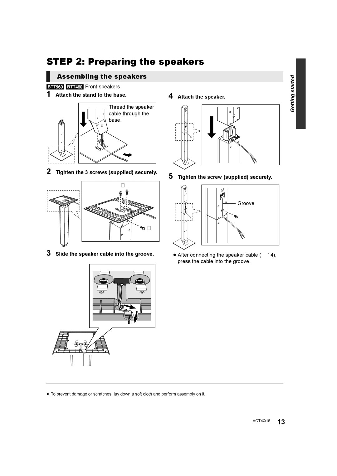 Panasonic SC-BTT560 SC-BTT500 SC-BTT460 SC-BTT400 manual Preparing the speakers, Assembling the speakers 