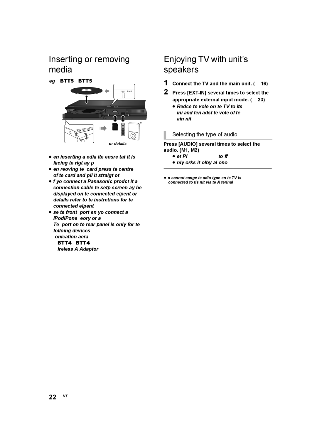 Panasonic SC-BTT560 SC-BTT500 SC-BTT460 SC-BTT400 manual Inserting or removing media, Enjoying TV with unit’s speakers 