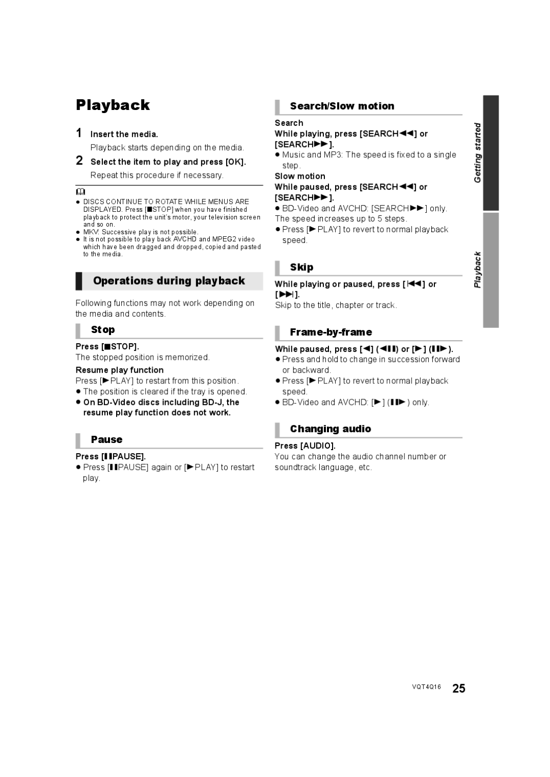 Panasonic SC-BTT560 SC-BTT500 SC-BTT460 SC-BTT400 manual Playback, Operations during playback 