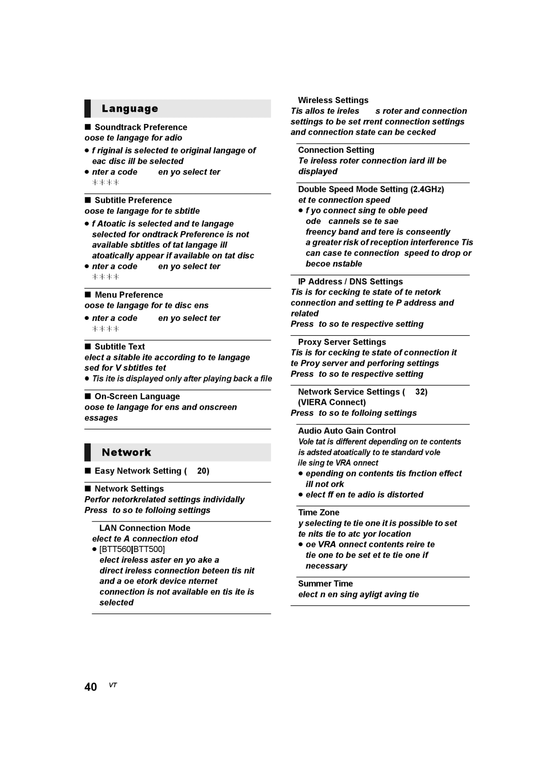 Panasonic SC-BTT560 SC-BTT500 SC-BTT460 SC-BTT400 manual Language, Network 