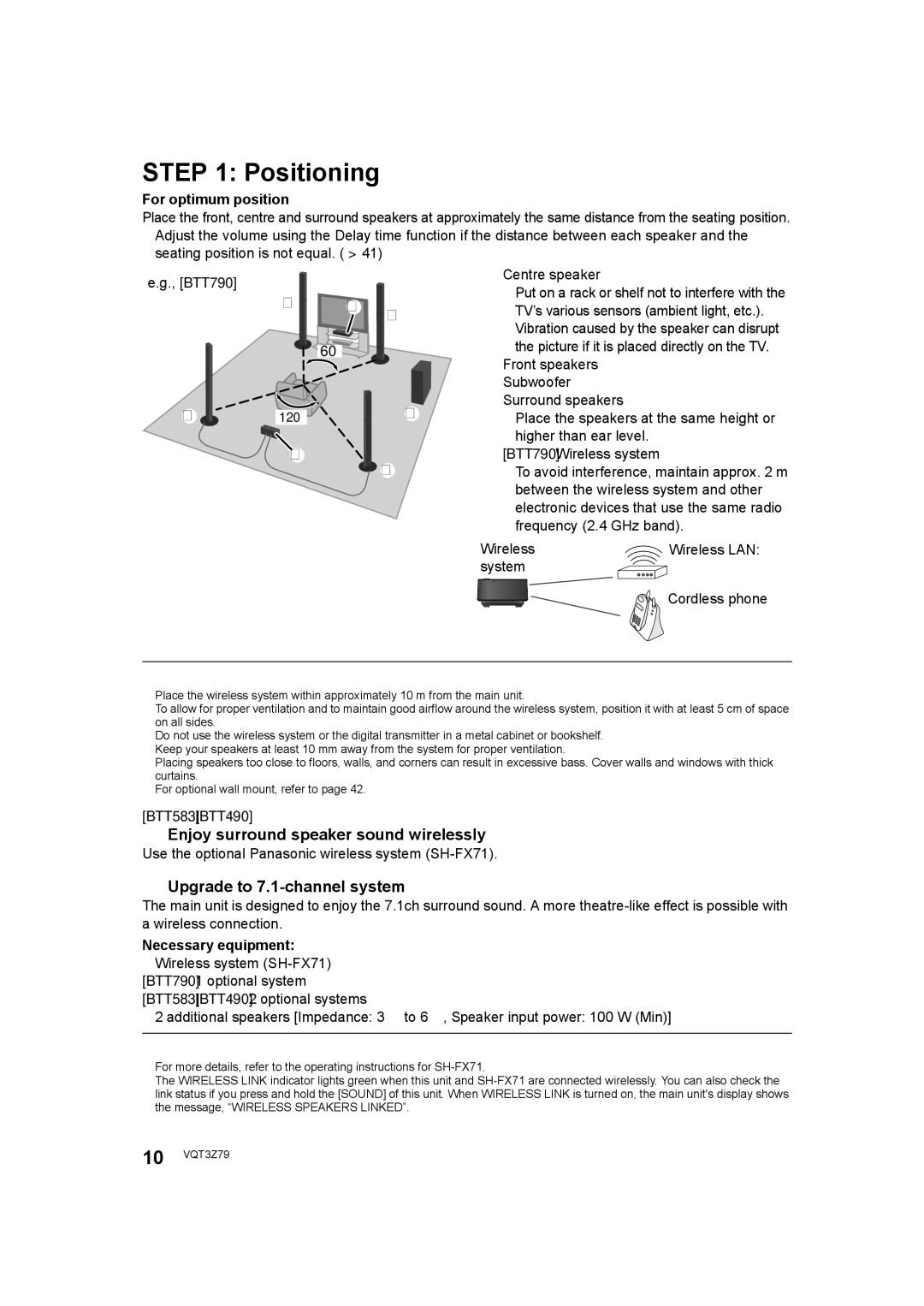 Panasonic SC-BTT490, SC-BTT583 Positioning, Enjoy surround speaker sound wirelessly, Upgrade to 7.1-channel system 