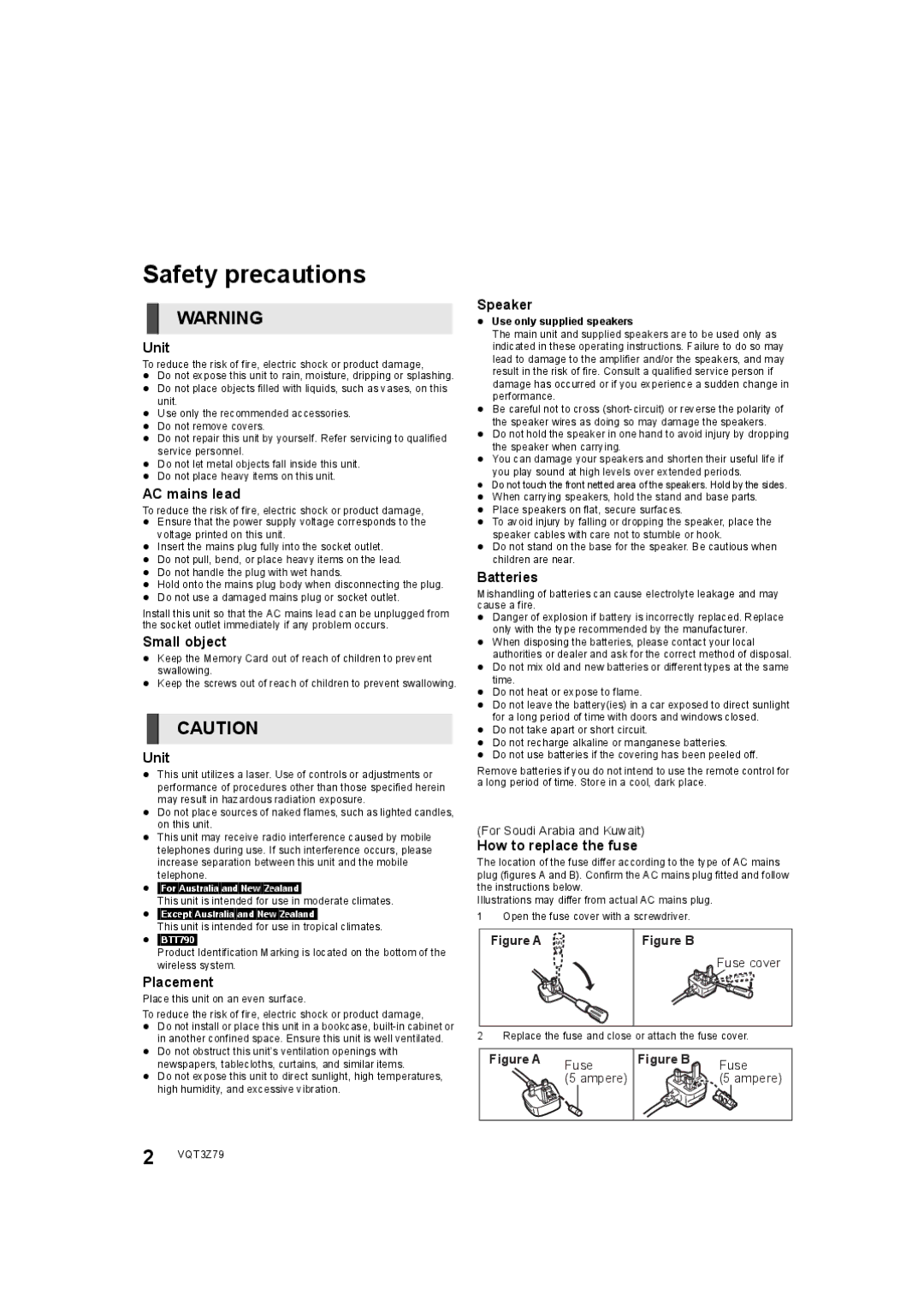 Panasonic SC-BTT790, SC-BTT583, SC-BTT490 operating instructions Safety precautions 