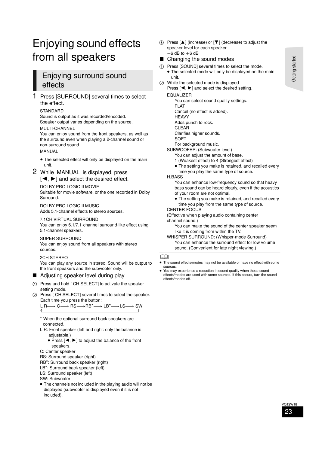 Panasonic SC-BTT750 warranty Enjoying surround sound effects, Press Surround several times to select the effect 