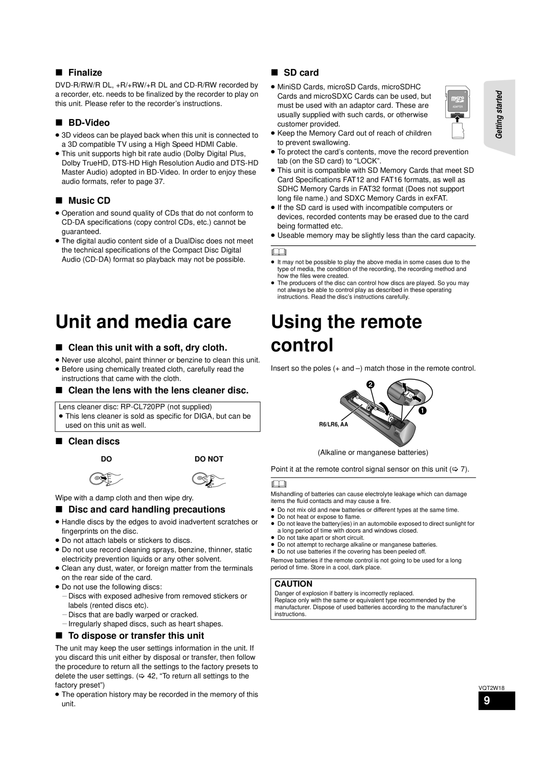 Panasonic SC-BTT750 warranty Unit and media care, Using the remote control 