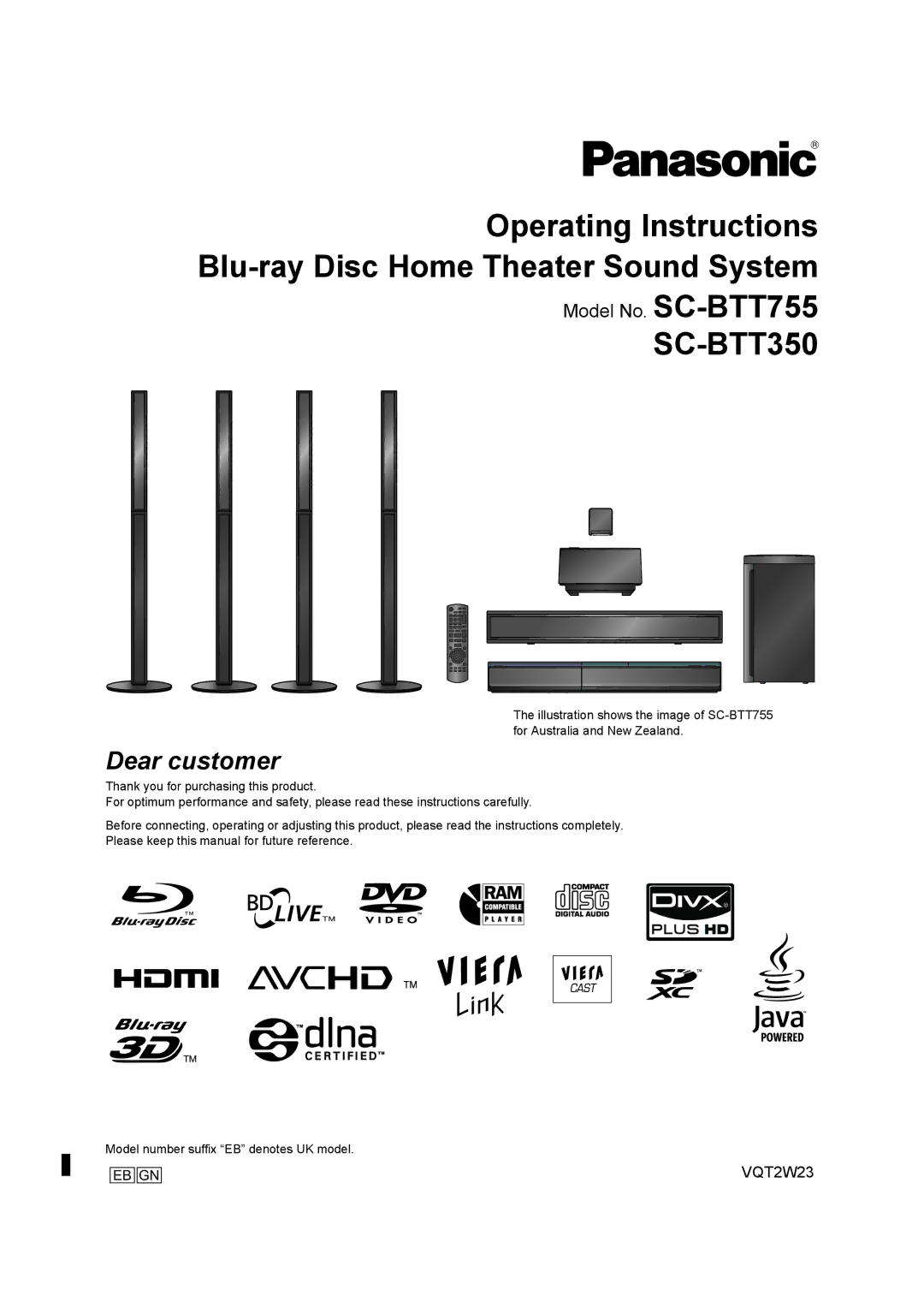 Panasonic SC-BTT350, SC-BTT755 operating instructions 