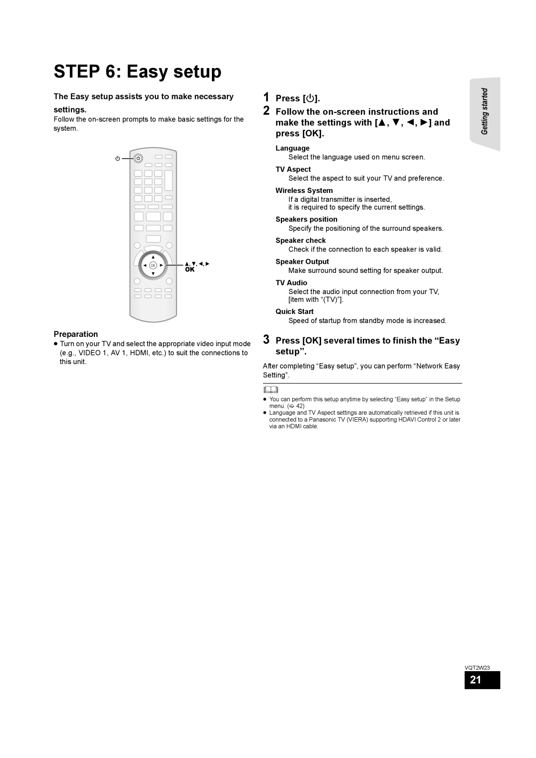 Panasonic SC-BTT350, SC-BTT755 operating instructions Easy setup 