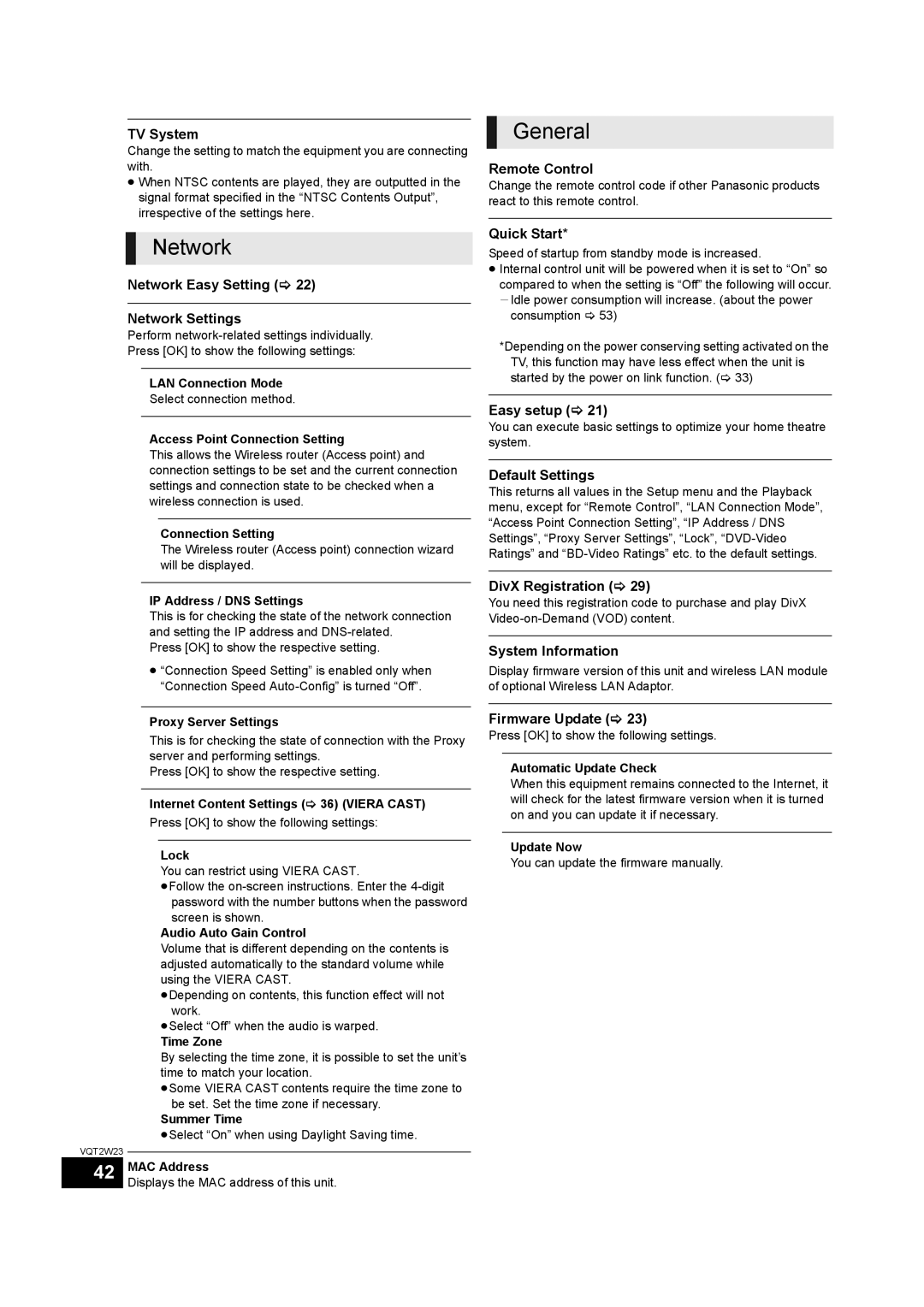 Panasonic SC-BTT755, SC-BTT350 operating instructions Network, General 