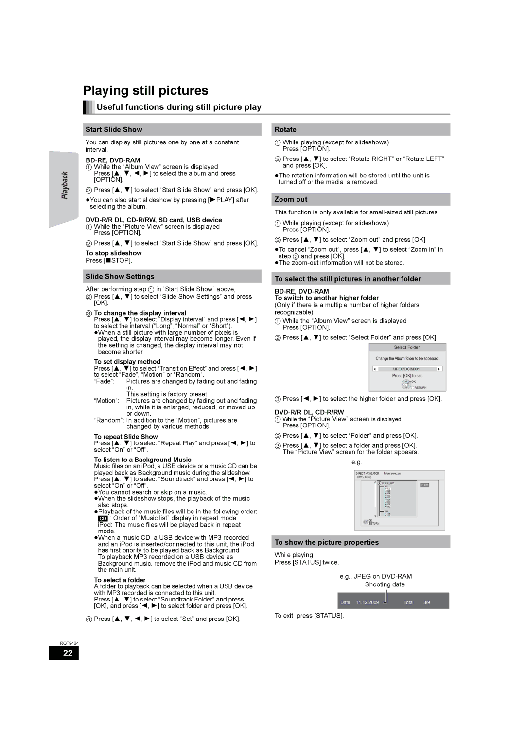 Panasonic SC-BTX70 manual Useful functions during still picture play 