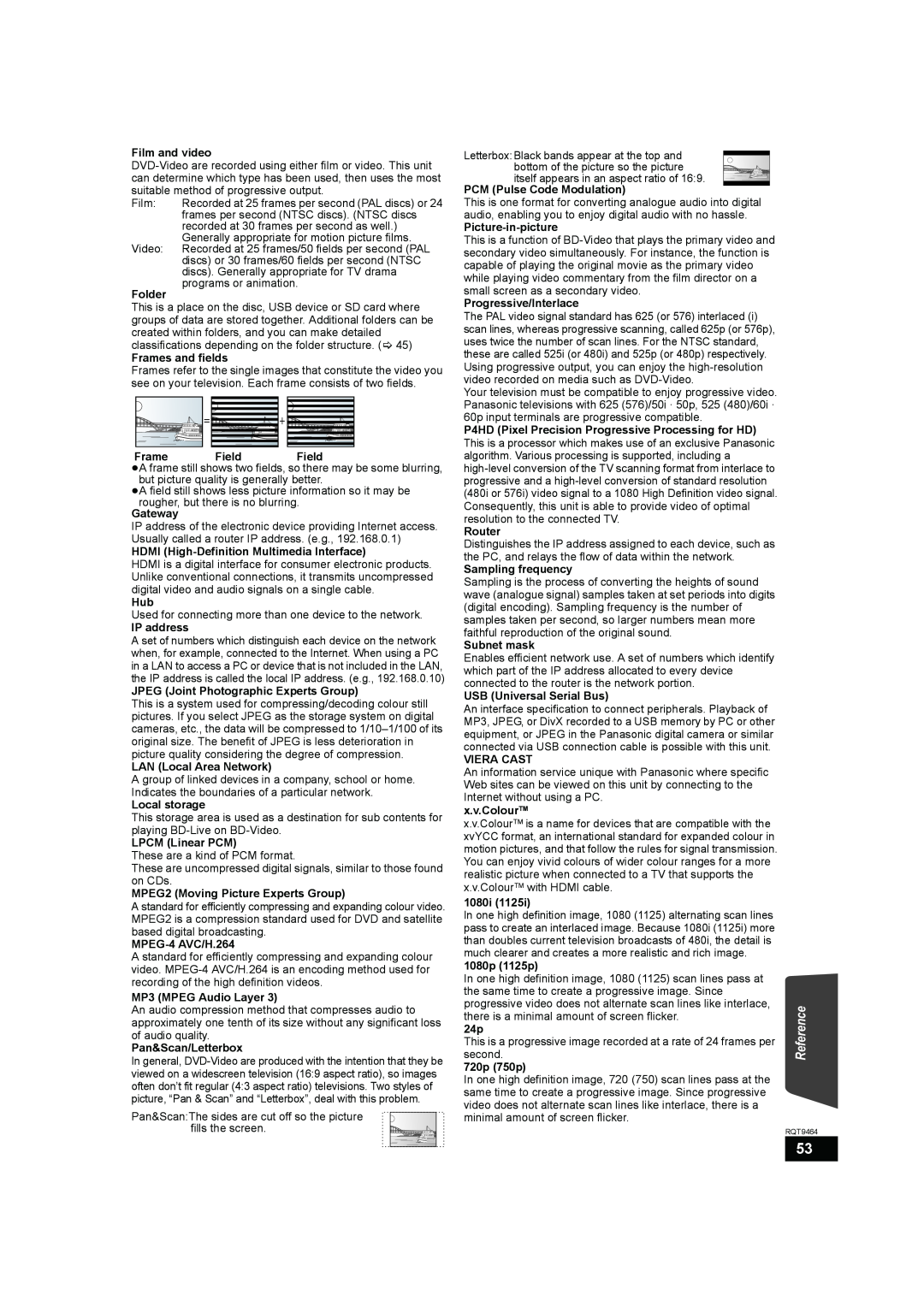 Panasonic SC-BTX70 manual Film and video, Reference 