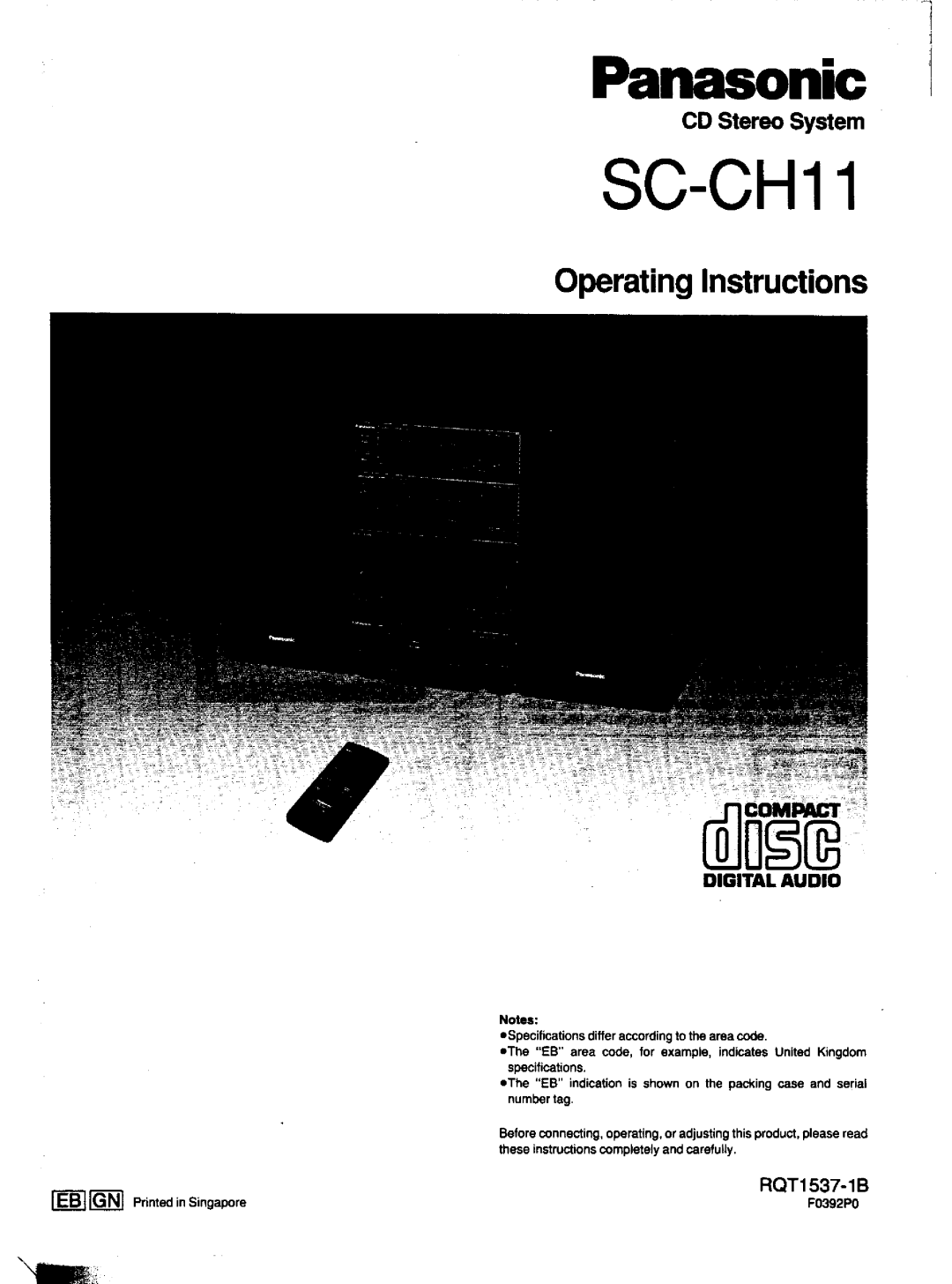 Panasonic SC-CH11 manual 
