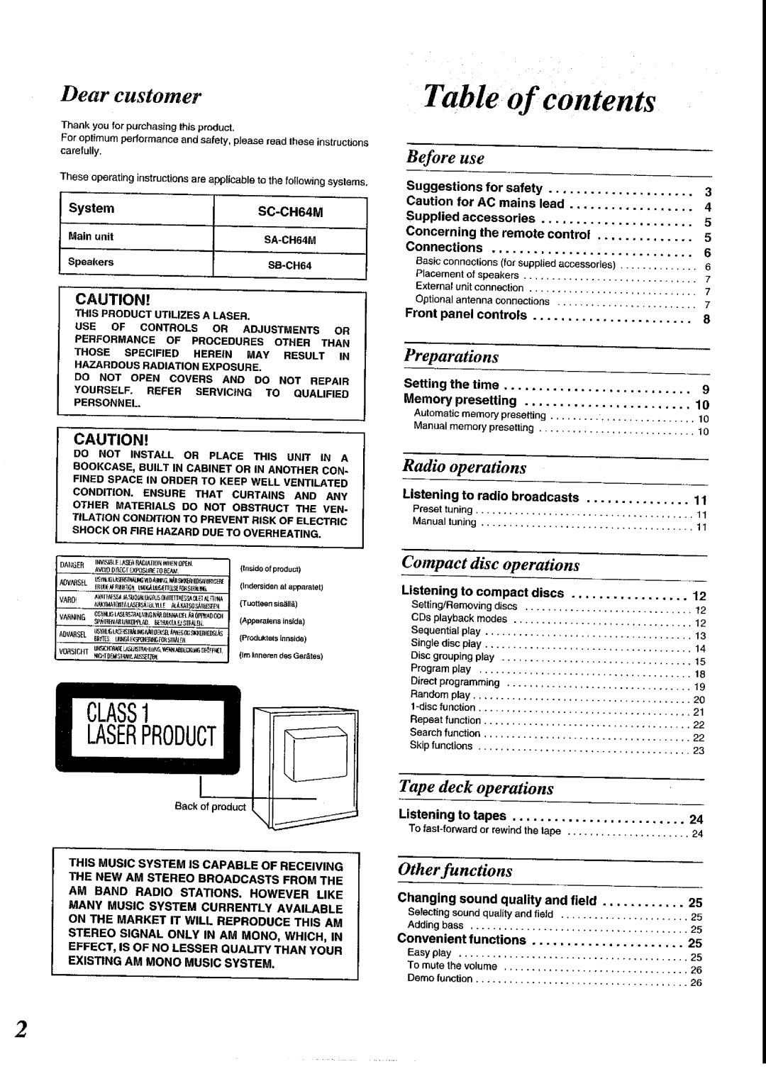 Panasonic SC-CH64M manual 
