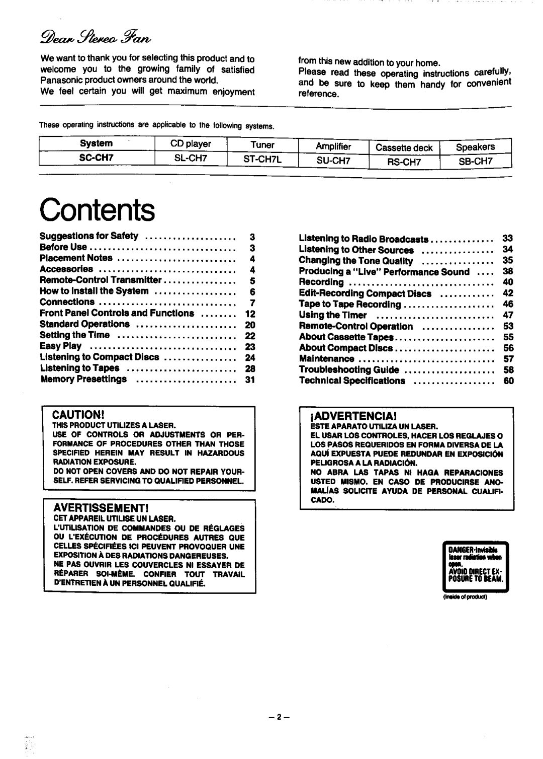 Panasonic SC-CH7 manual 