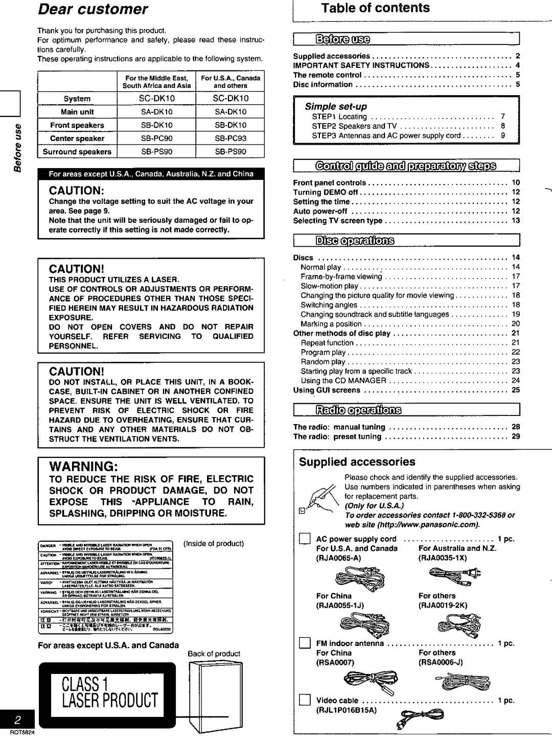 Panasonic SC-DK10 manual 