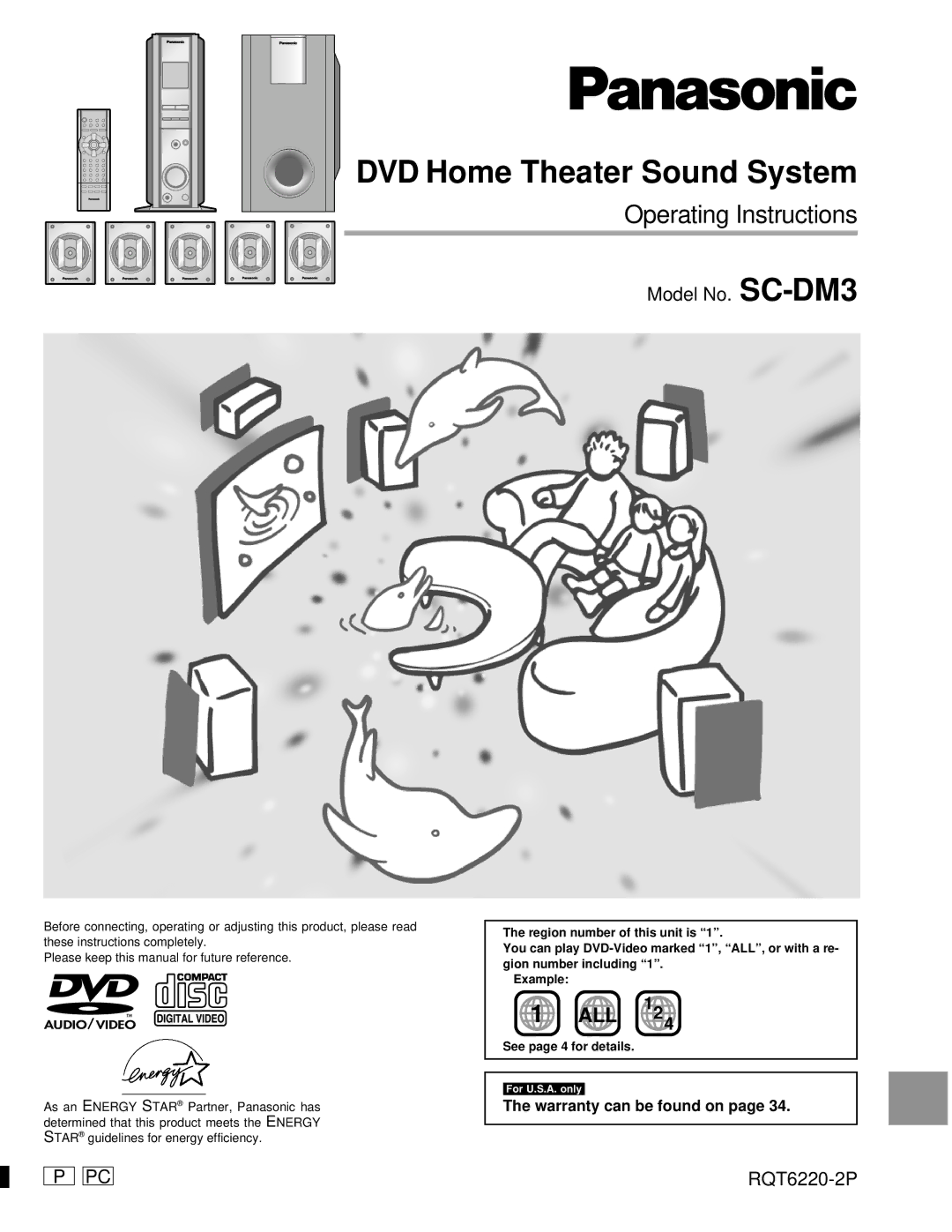 Panasonic SC-DM3 warranty Warranty can be found on, See page 4 for details 