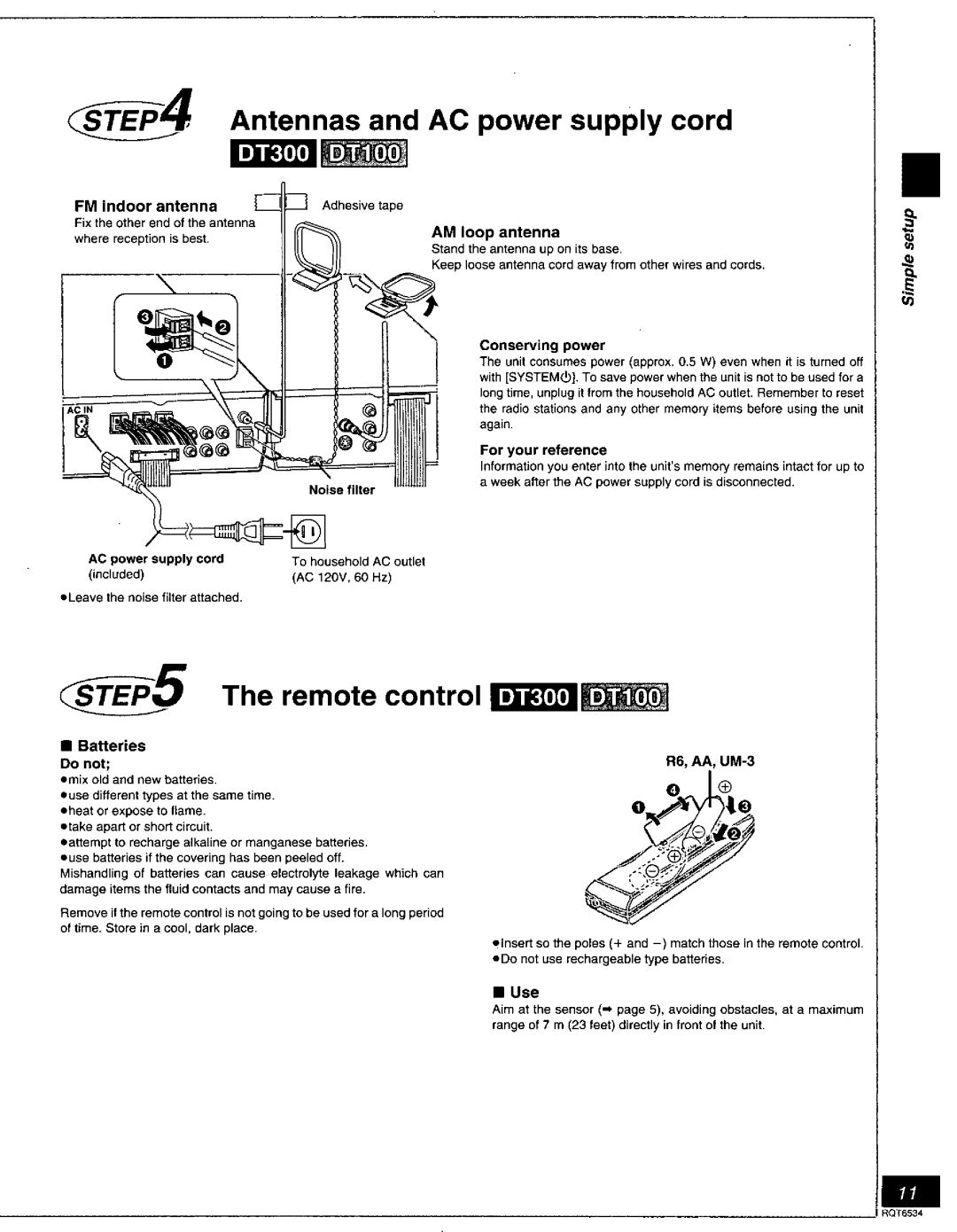 Panasonic SC-DT300, SC-DT100 manual 