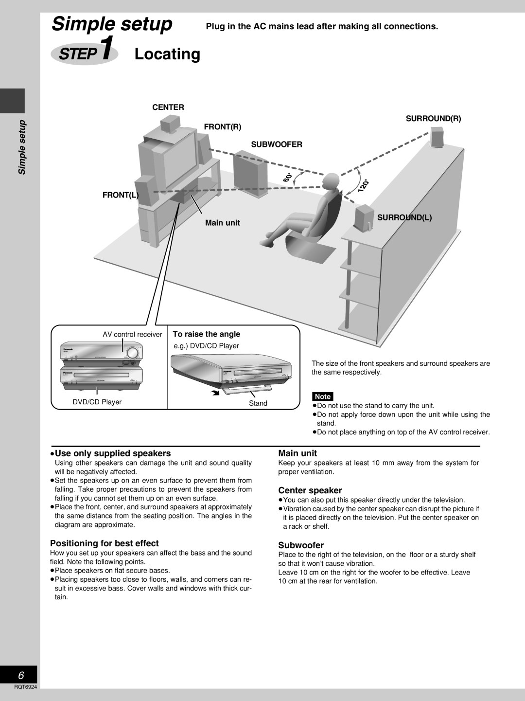 Panasonic SC-DT310 manual Locating, Simple setup 