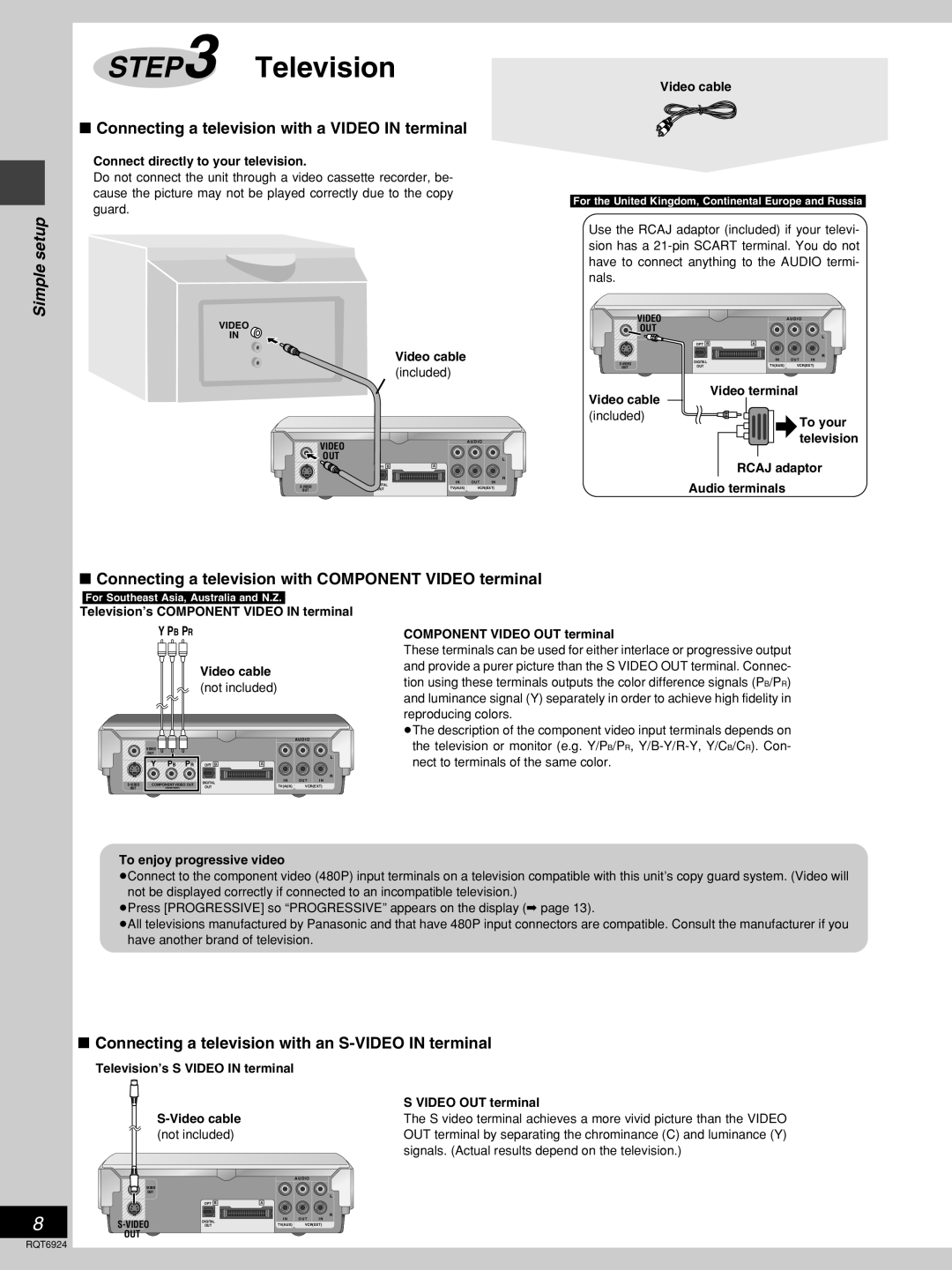 Panasonic SC-DT310 manual Television, Simple setup 