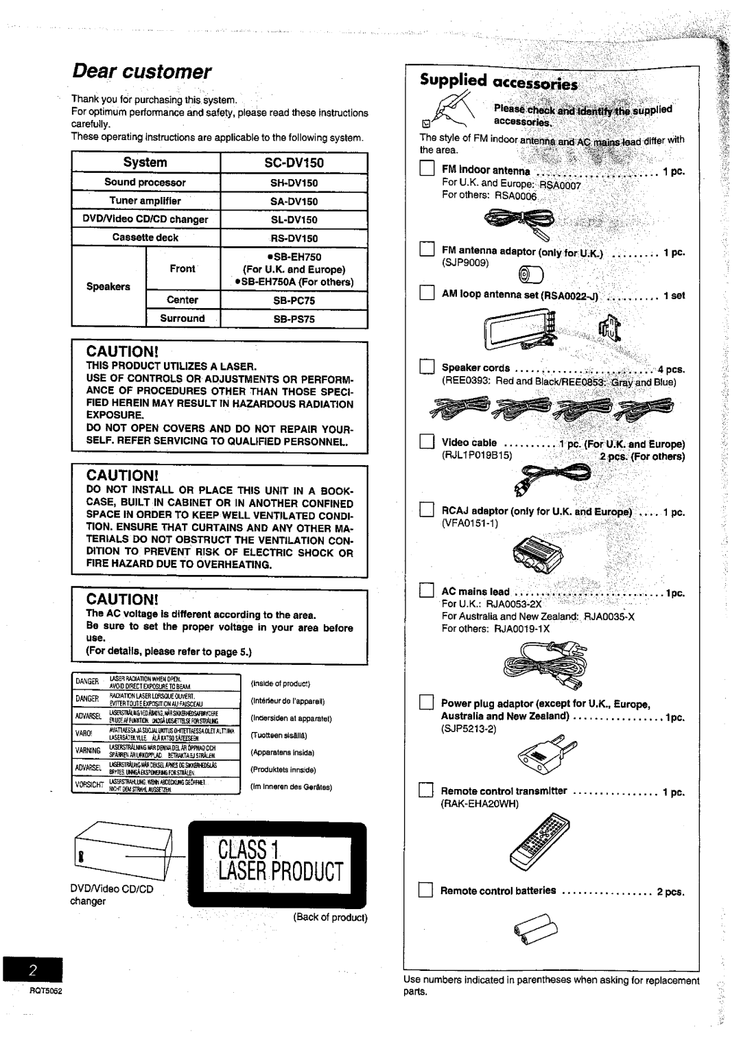 Panasonic SC-DV150 manual 