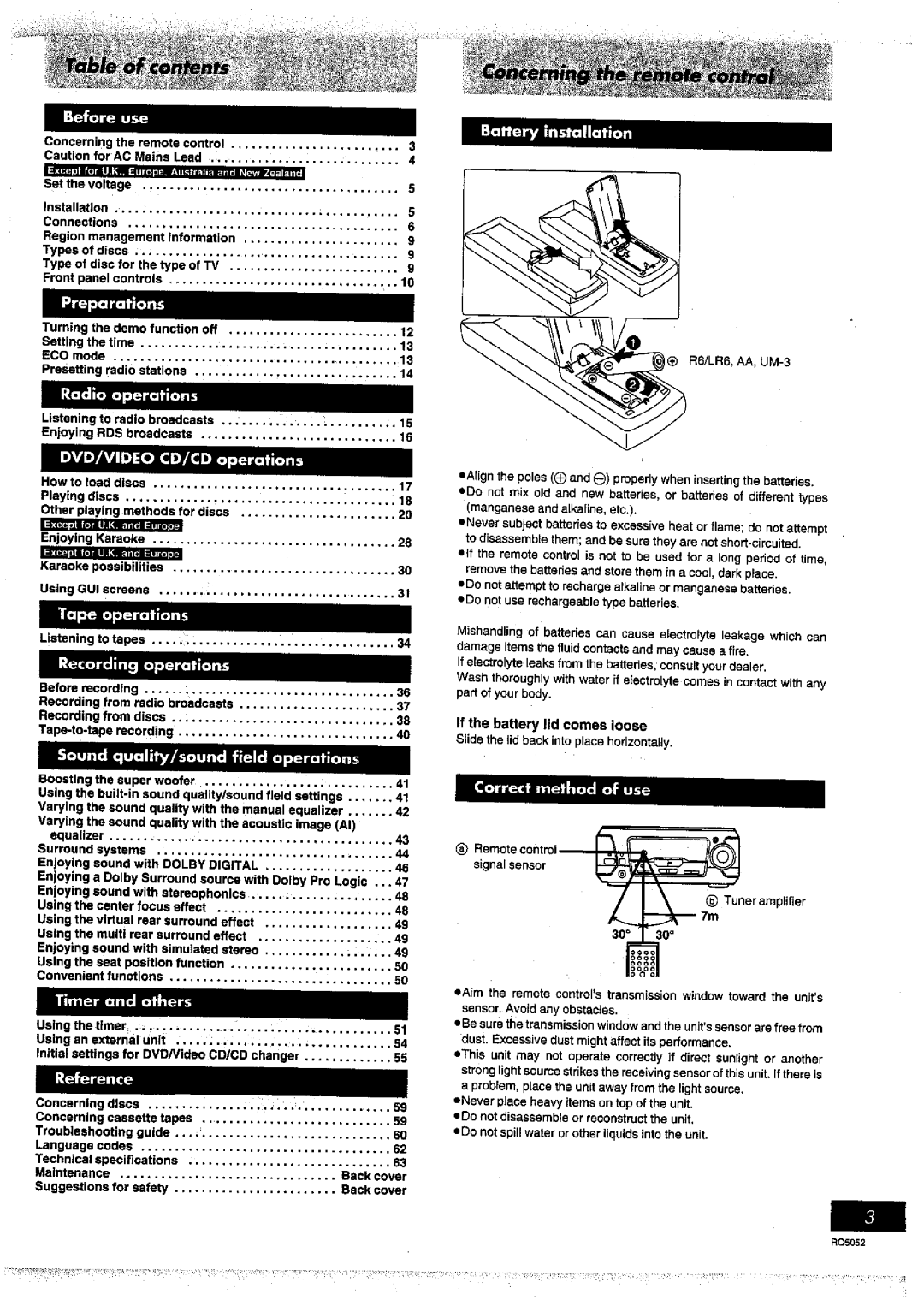 Panasonic SC-DV150 manual 