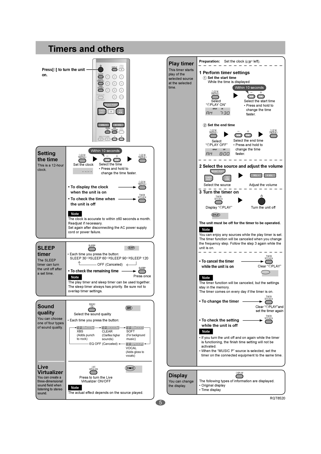 Panasonic SC-EN26, SC-EN27 warranty Timers and others 