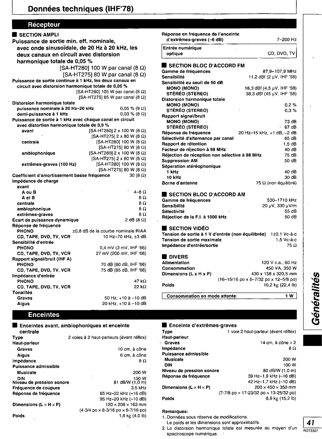 Panasonic SC-HT275, SC-HT280 manual 