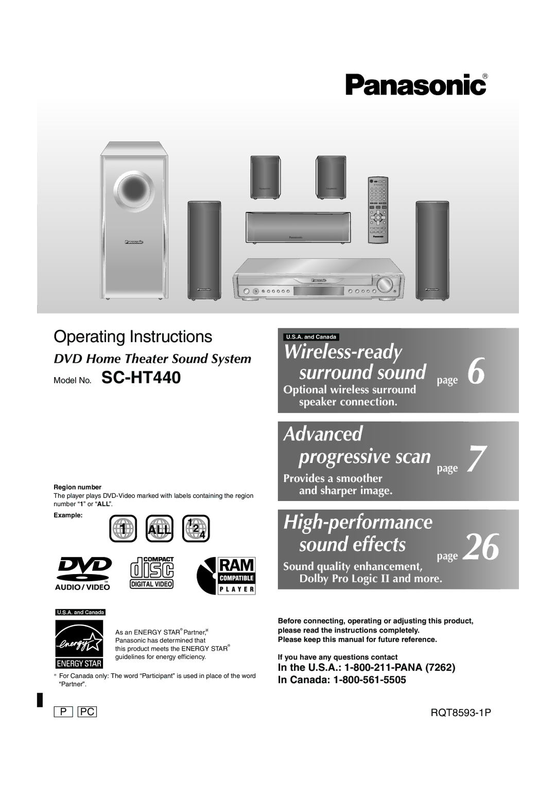 Panasonic SC-HT440 manual Region number, Example 