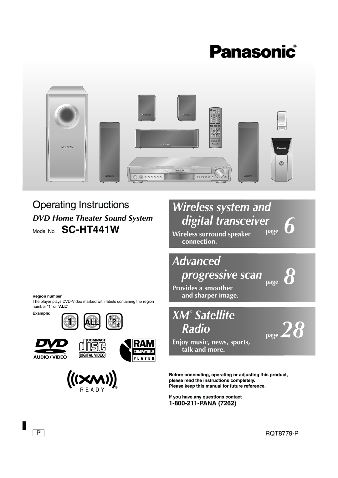 Panasonic SC-HT441W manual Region number, Example 