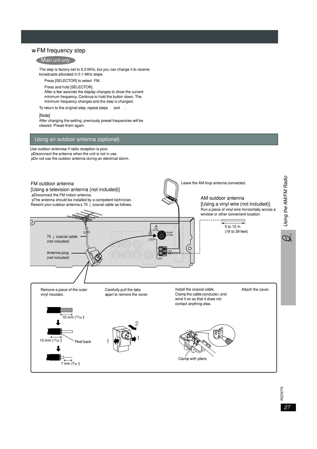 Panasonic SC-HT441W manual Using an outdoor antenna optional, FM outdoor antenna, Using a television antenna not included 