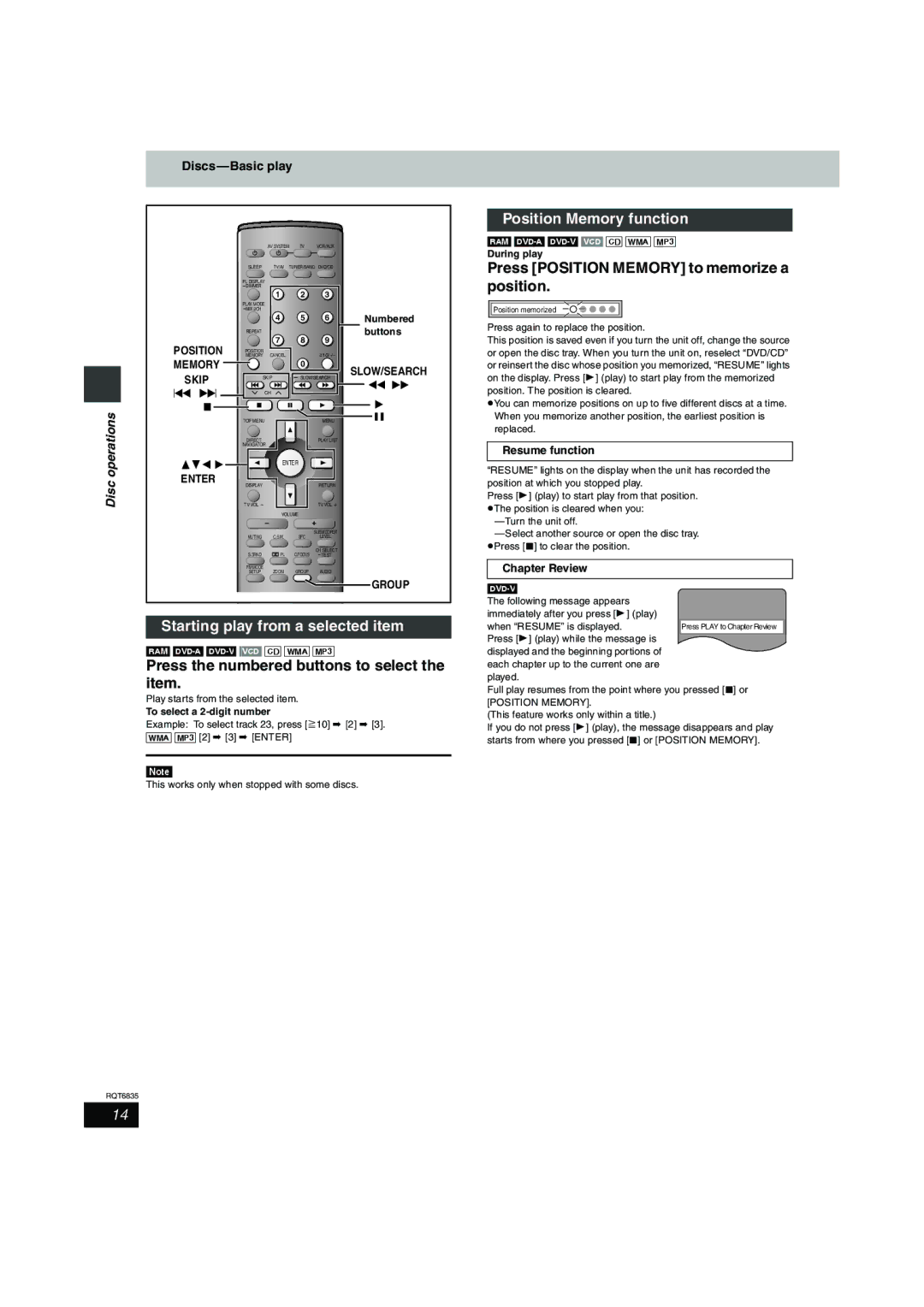 Panasonic SC-HT500 operating instructions Starting play from a selected item, Press the numbered buttons to select the item 