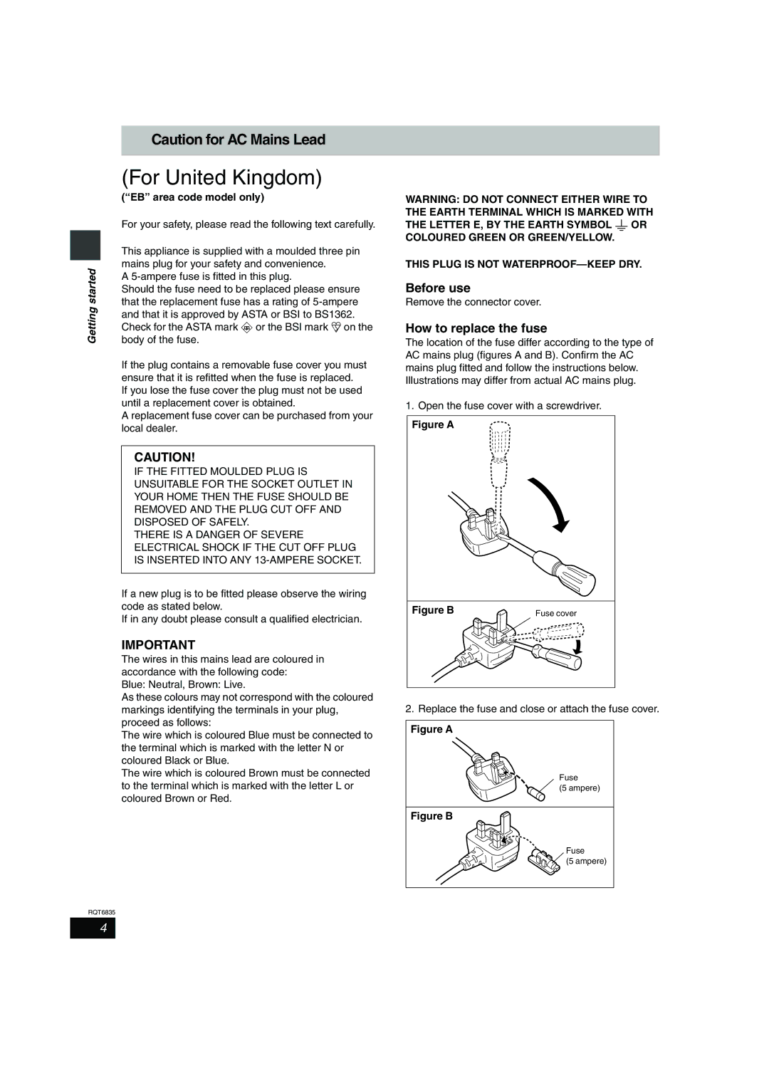 Panasonic SC-HT500 operating instructions Before use, How to replace the fuse, EB area code model only 