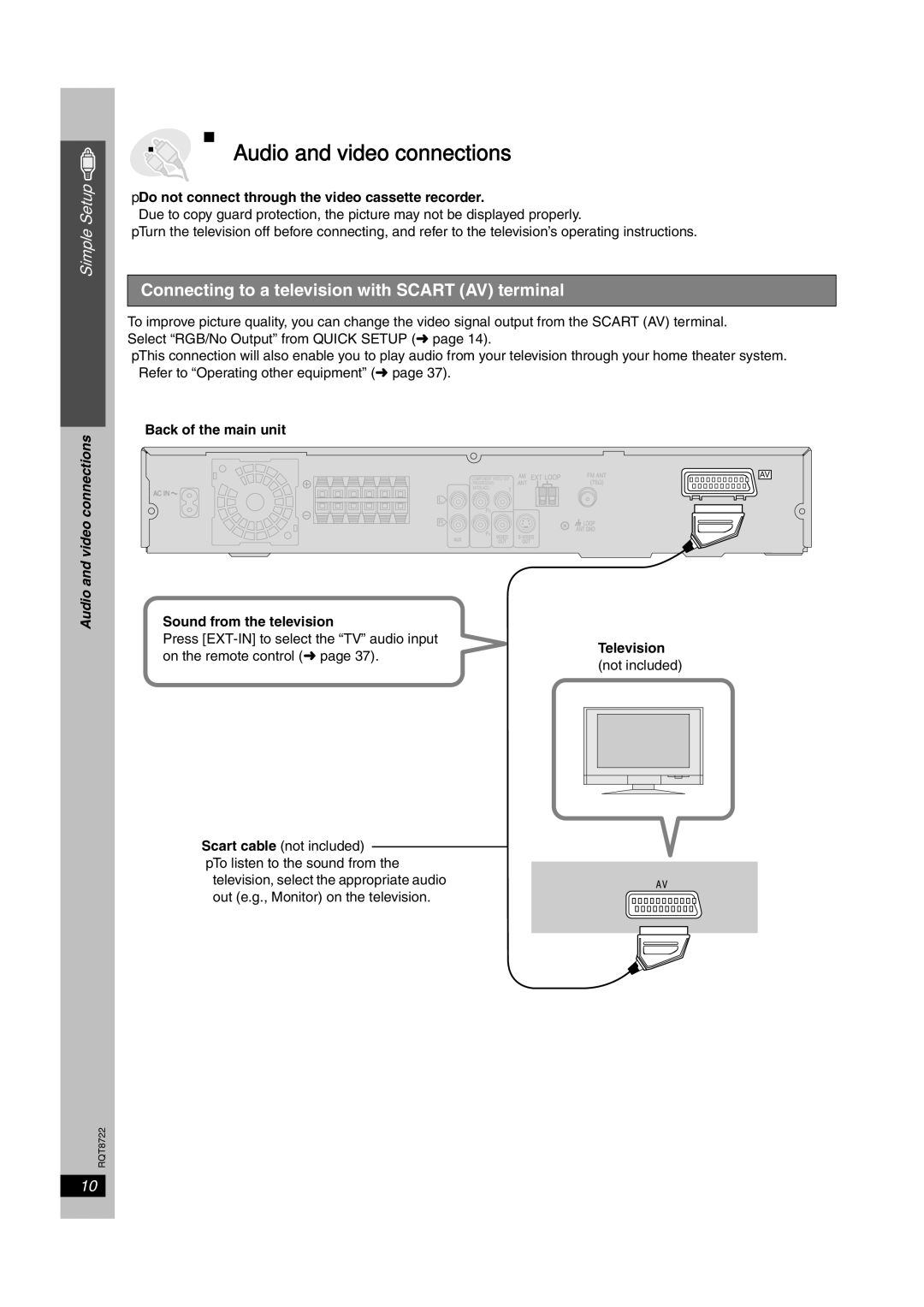 Panasonic SC-HT540, SC-HT990 operating instructions Audio and video connections 