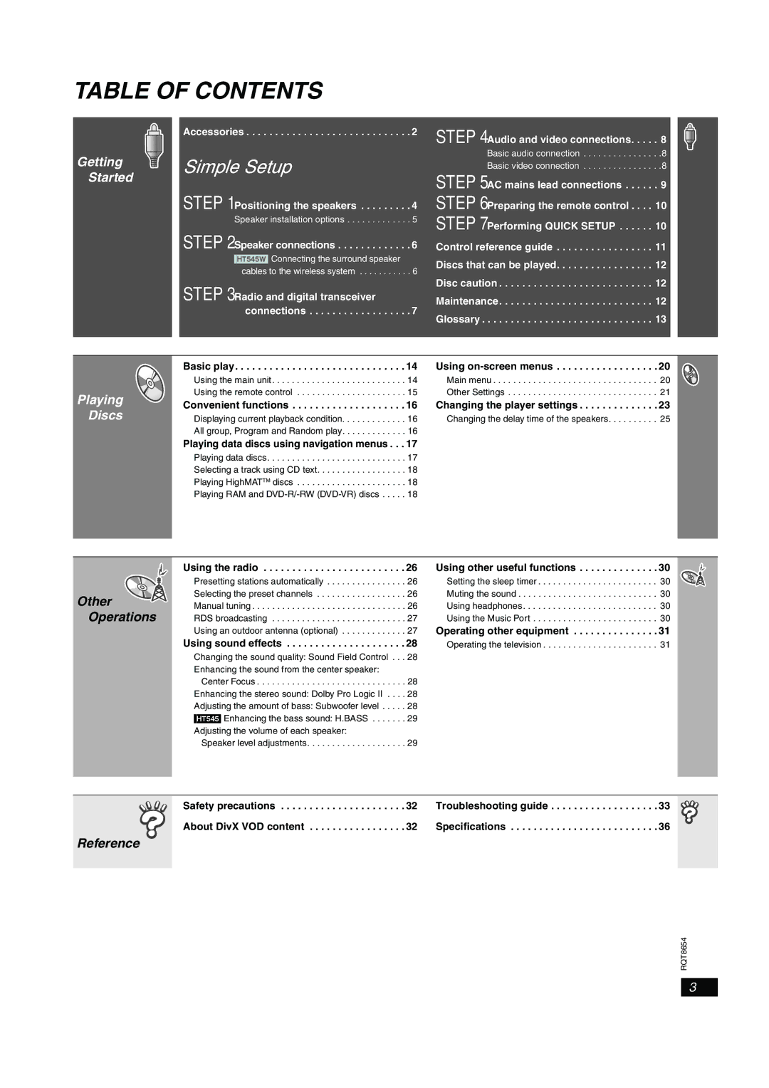 Panasonic SC-HT545 manual Using on-screen menus, Changing the player settings, Playing data discs using navigation menus 