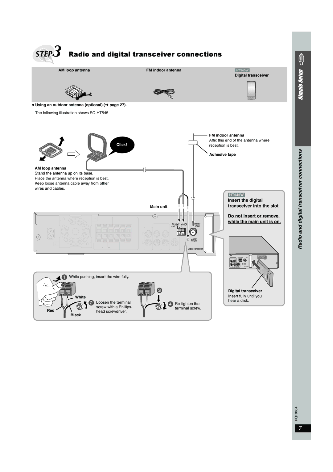 Panasonic SC-HT545 manual Radio and digital transceiver connections 