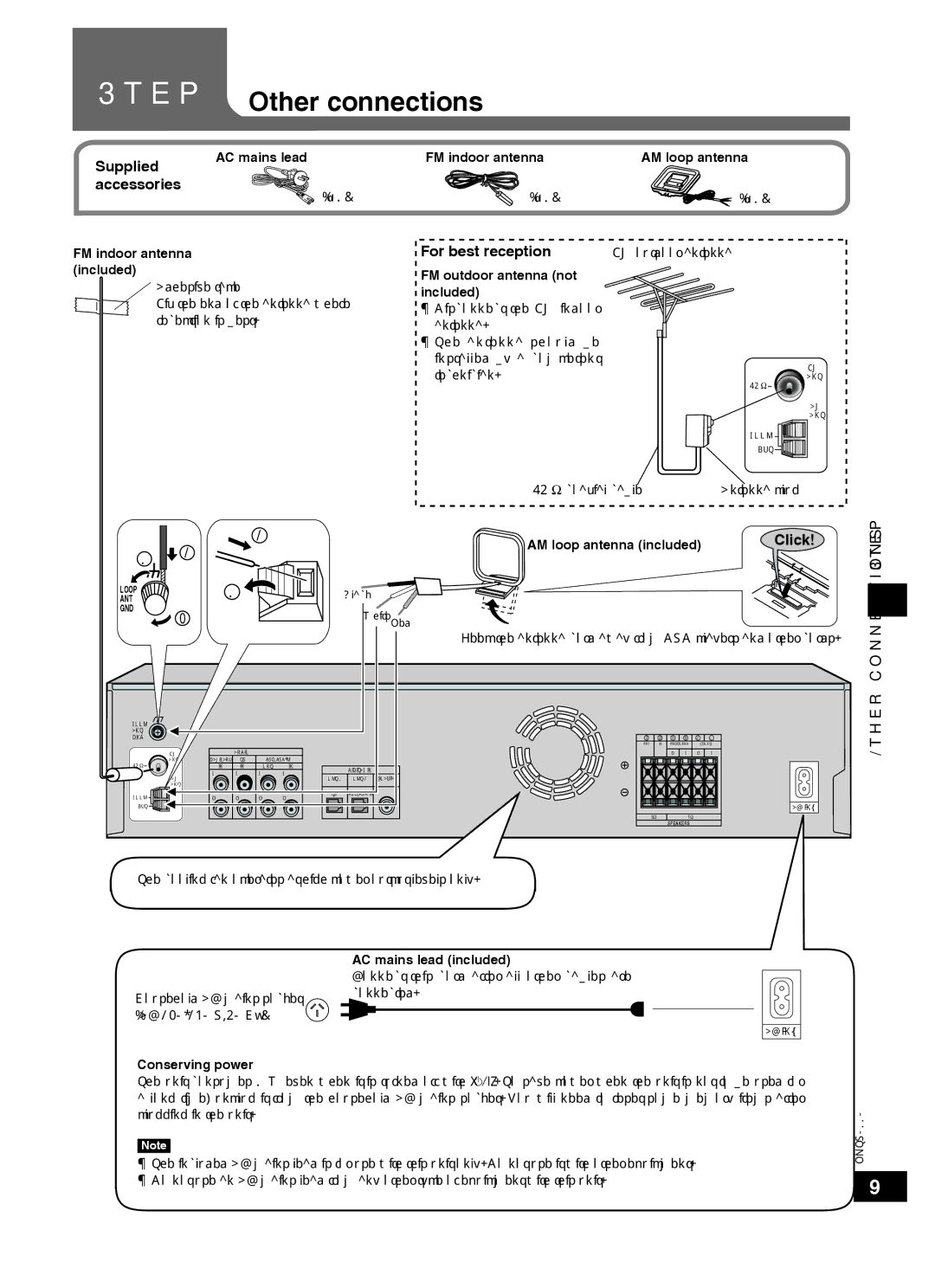 Panasonic SC-HT60 specifications Supplied, For best reception, Click, Other connections Step 