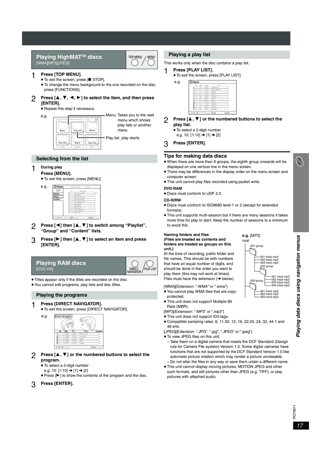 Panasonic SC-HT640W manual Playing HighMATTM discs 