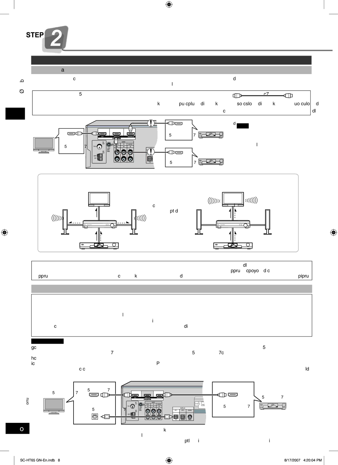 Panasonic SC-HT65 manual Home theater connections, Hdmi and Viera Link Hdavi ControlTM, Theater connections 